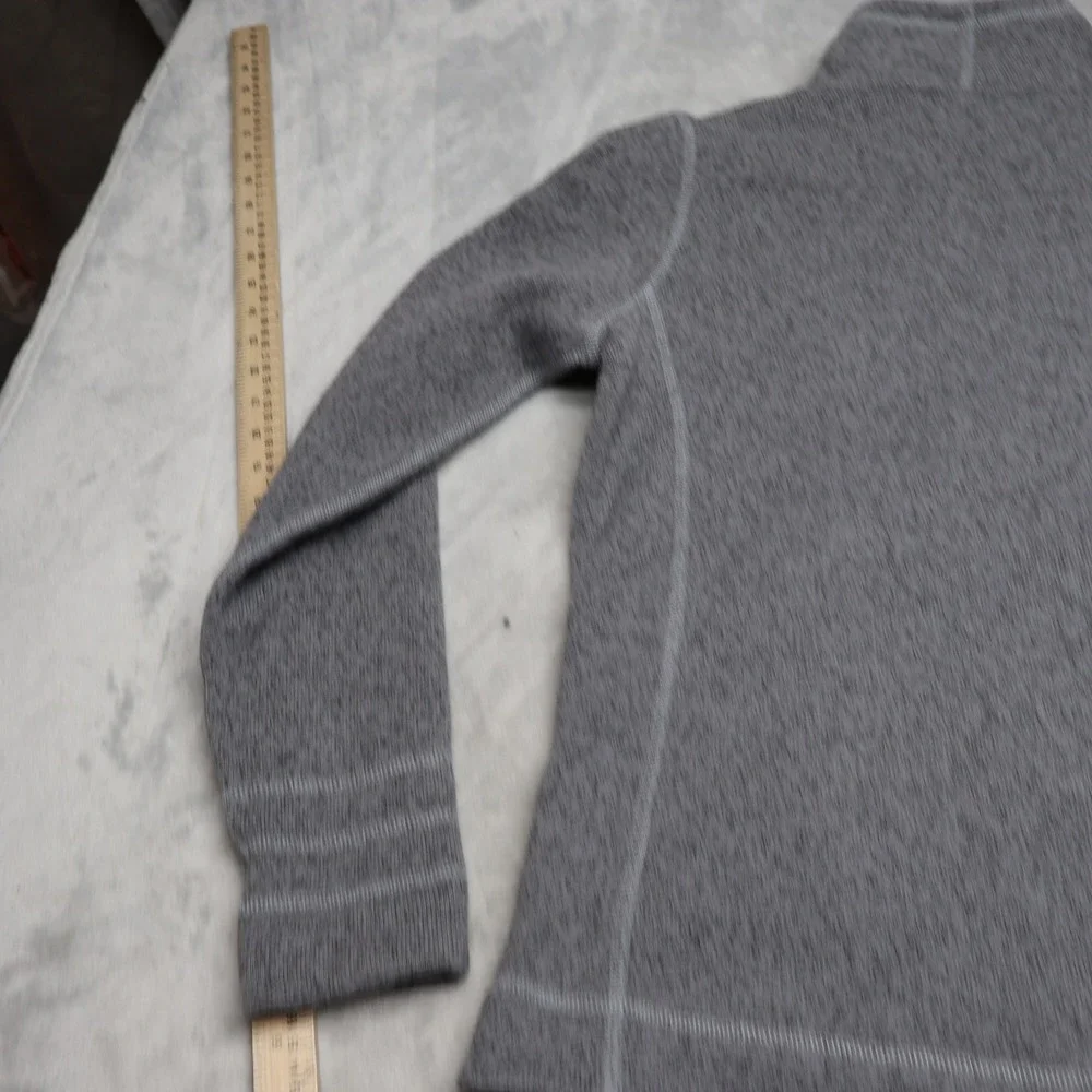 North Face Sweater Jacket Womens Medium Grey Knit Fleece Full Zip Heavy LOGO